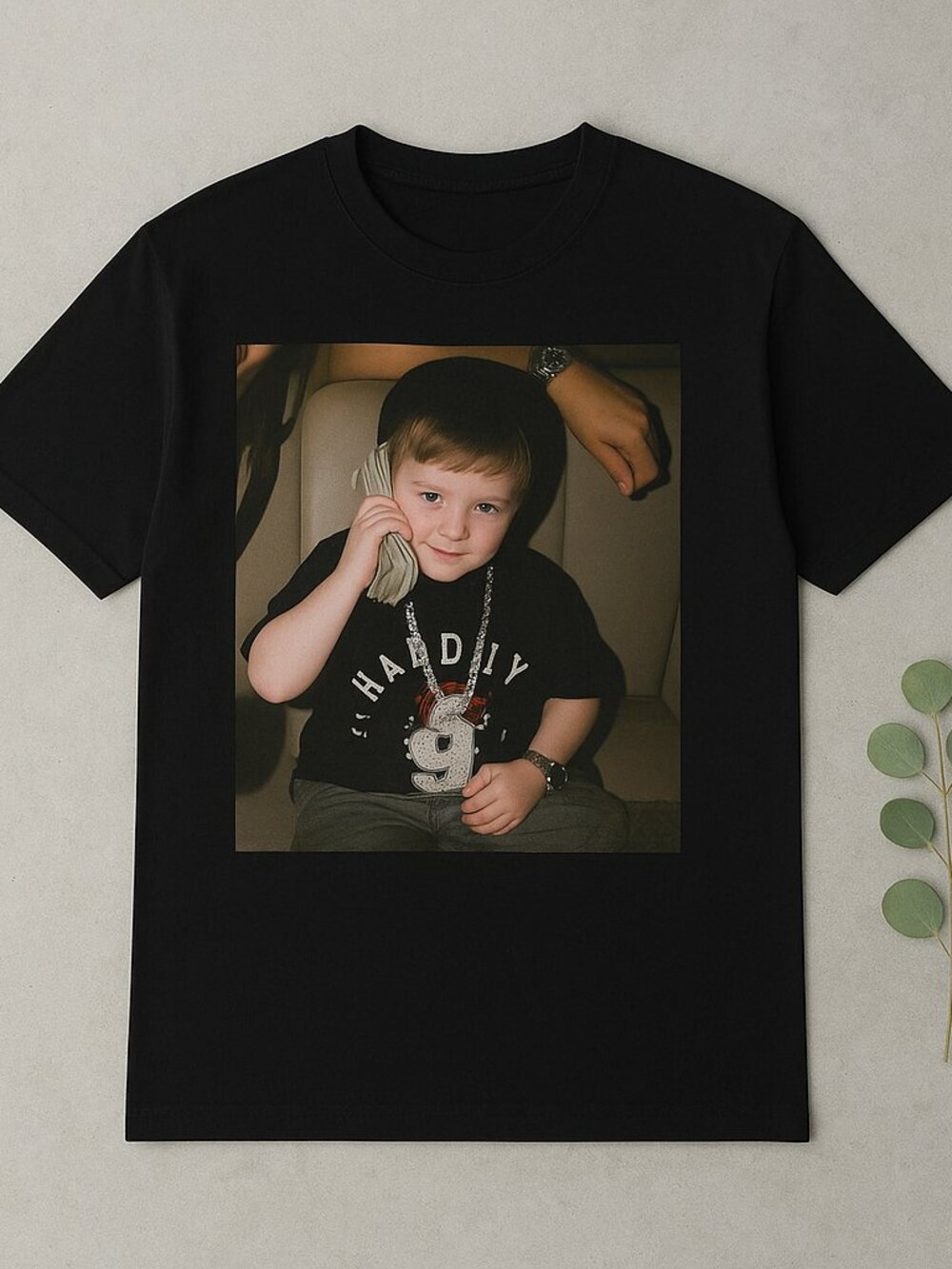 Vintage 90s Baby Photo Graphic T-Shirt | Retro Boy Phone Tee | Y2K Nostalgia